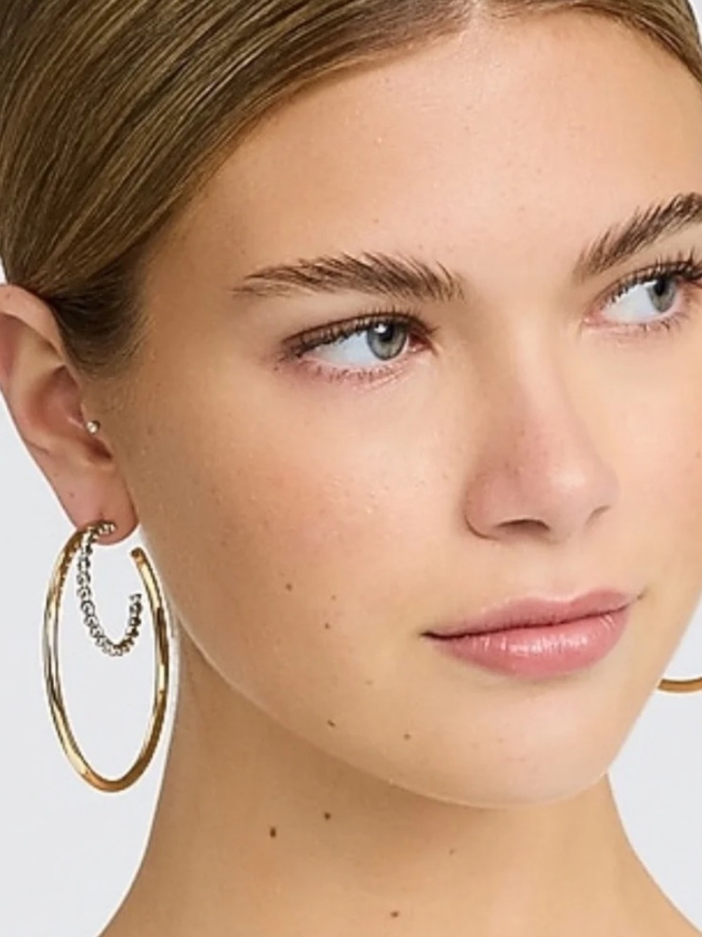 NWT Express Two Tone Textured Hoop Earrings